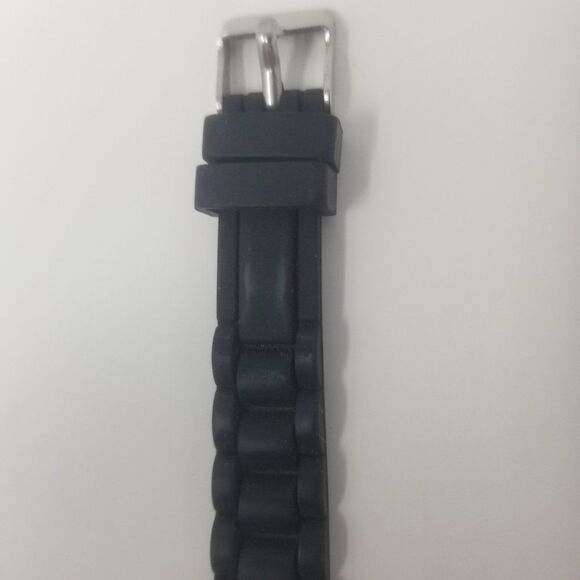 Geneva Black Silicone Adjustable Strap Gemmed Crystal Bezel 10026 Women's Watch - Picture 11 of 13